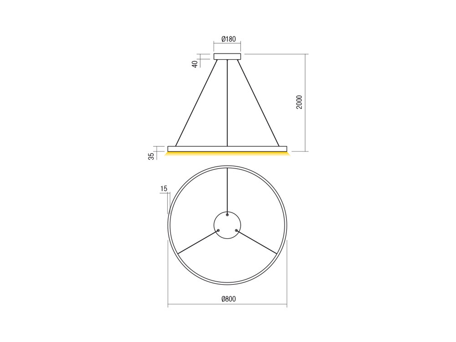 Závěsné LED svítidlo stmívatelné Febe pískově bílé, 50W, 3000K, ø80cm