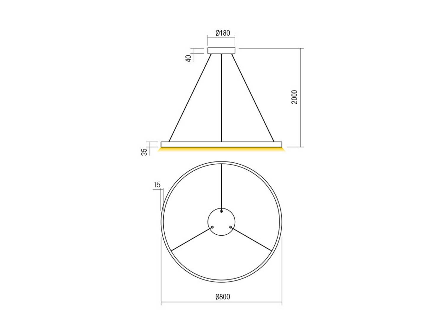 Závěsné LED svítidlo stmívatelné Febe matně zlaté, 50W, 3000K, ø80cm