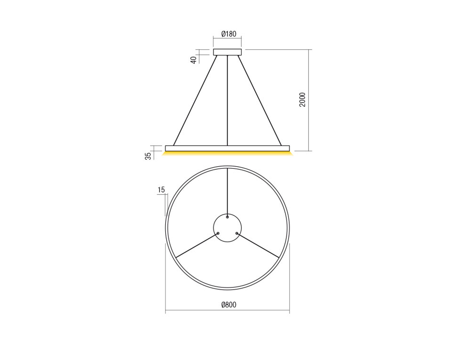 Závěsné LED svítidlo stmívatelné Febe matně zlaté, 50W, 3000K, ø80cm