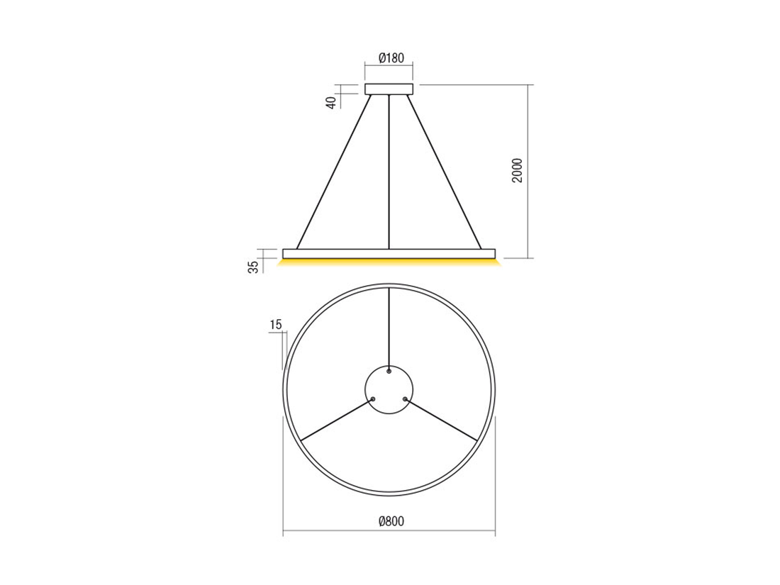 Závěsné LED svítidlo stmívatelné Febe matně zlaté, 50W, 4000K, ø80cm