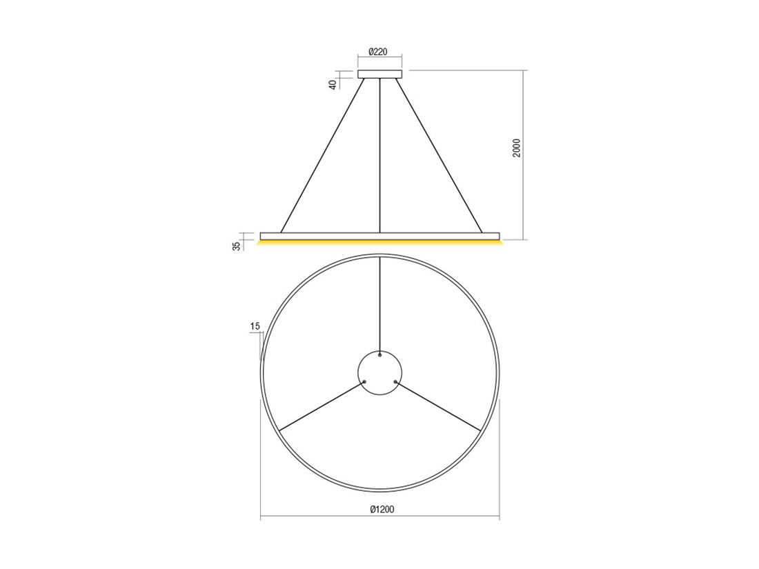 Závěsné LED svítidlo stmívatelné Febe pískově bílé, 75W, 3000K, ø120cm