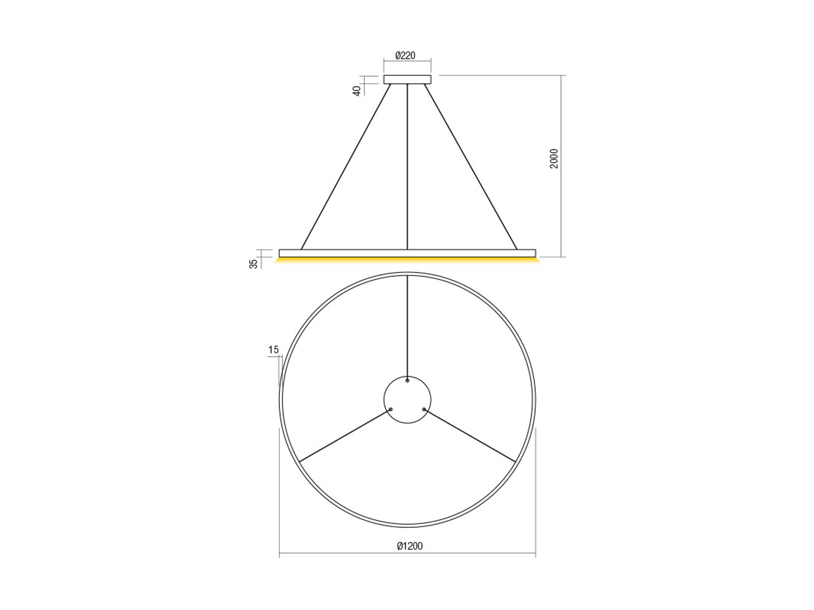 Závěsné LED svítidlo stmívatelné Febe pískově bílé, 75W, 3000K, ø120cm