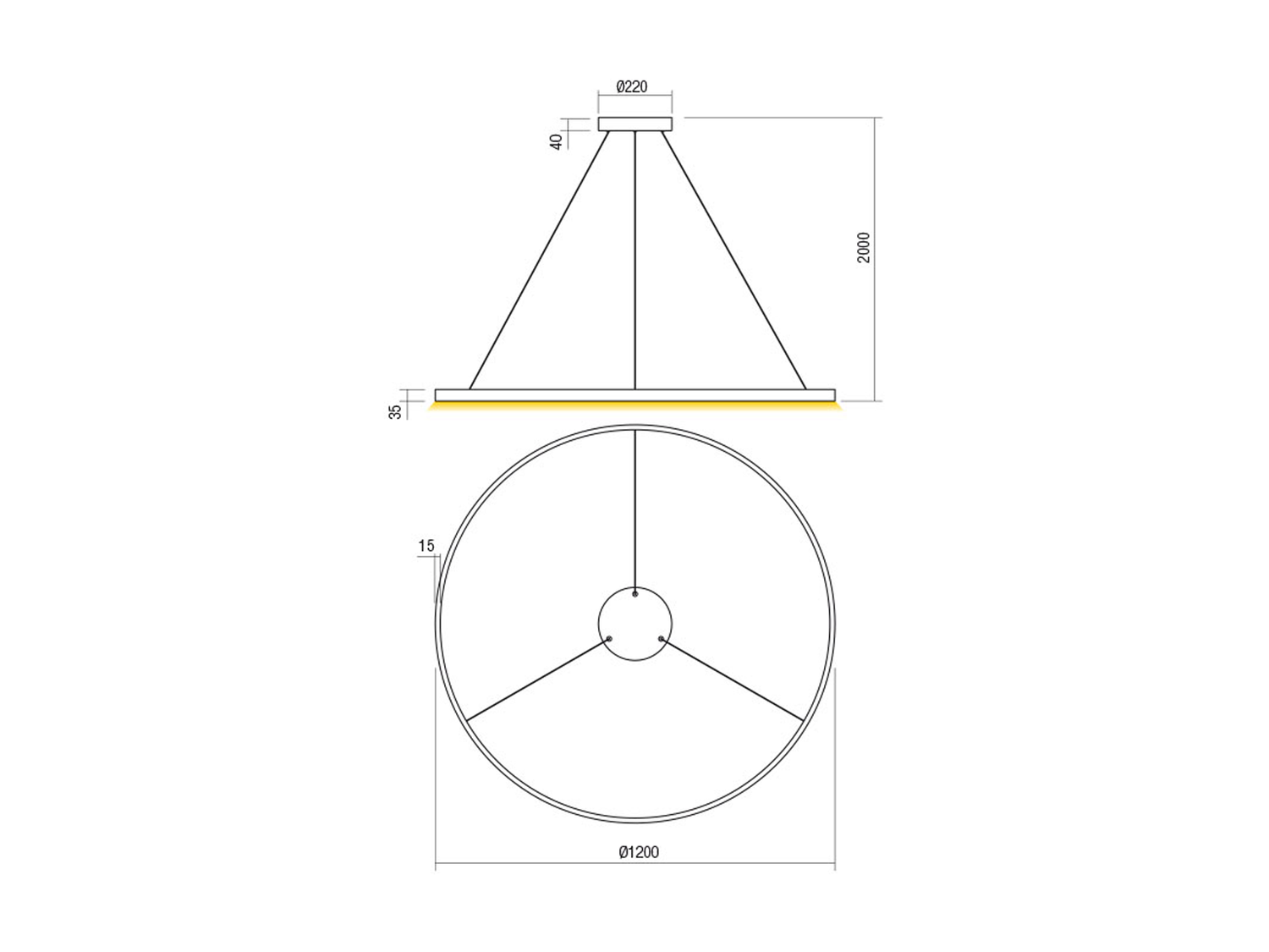 Závěsné LED svítidlo stmívatelné Febe pískově bílé, 75W, 4000K, ø120cm