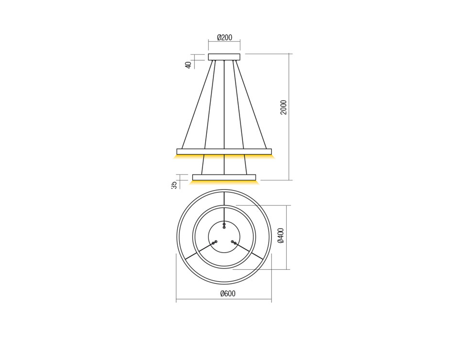 Závěsné LED svítidlo stmívatelné Febe pískově bílé, 62W, 4000K, ø60cm