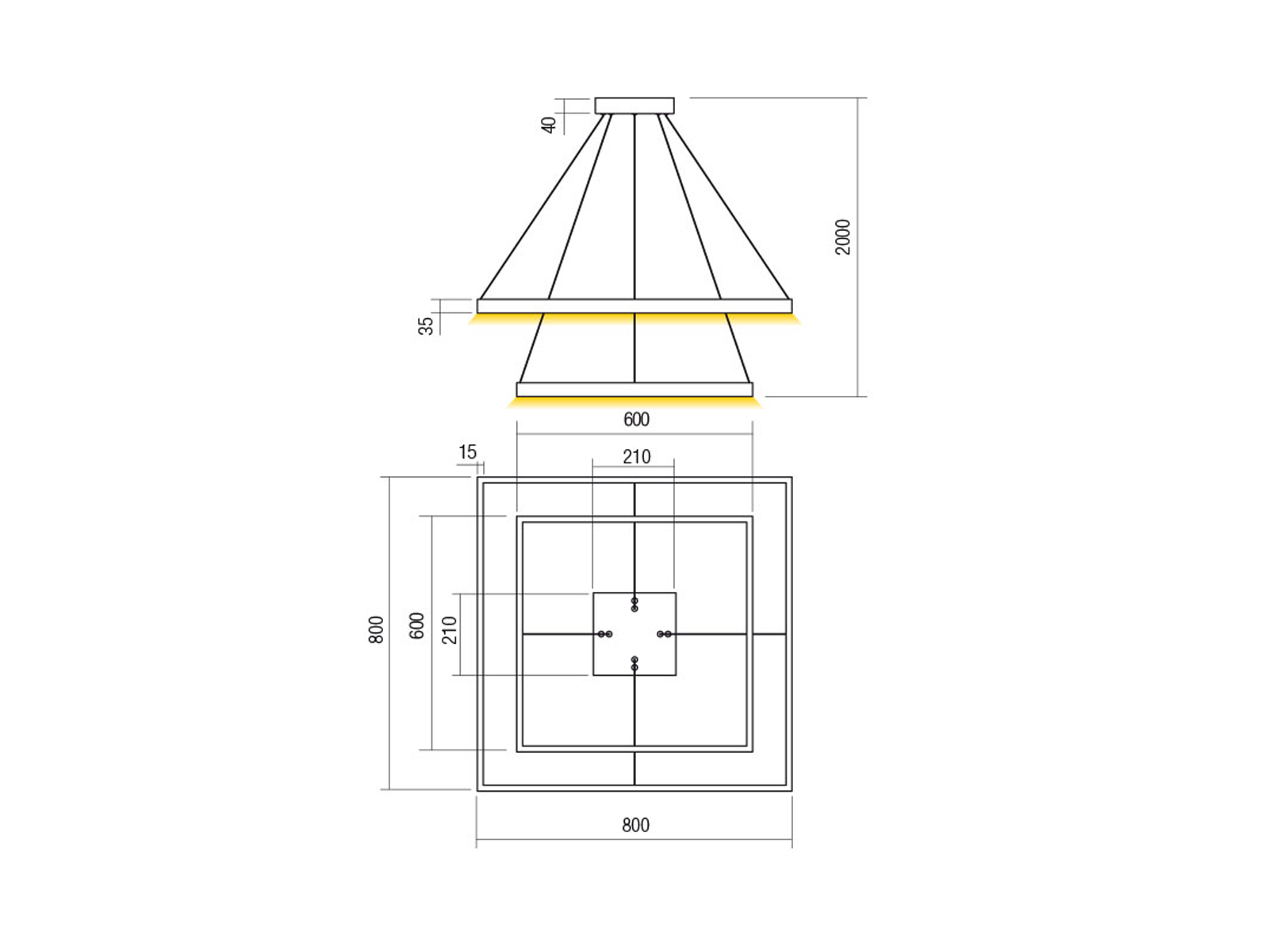 Závěsné LED svítidlo stmívatelné Febe matně zlaté, 100W, 3000K, 80cm