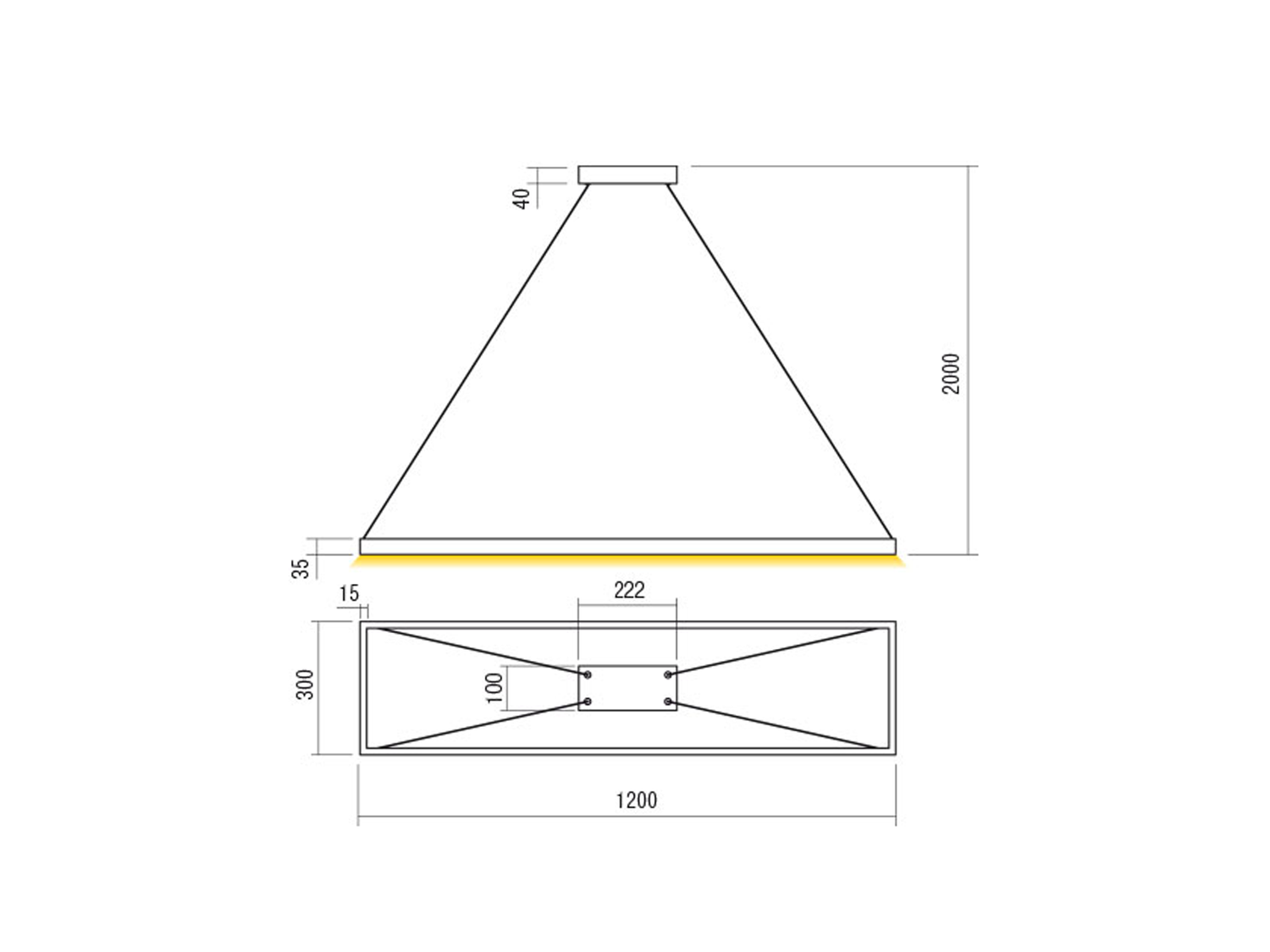 Závěsné LED svítidlo stmívatelné Febe matně zlaté, 50W, 3000K, 120cm