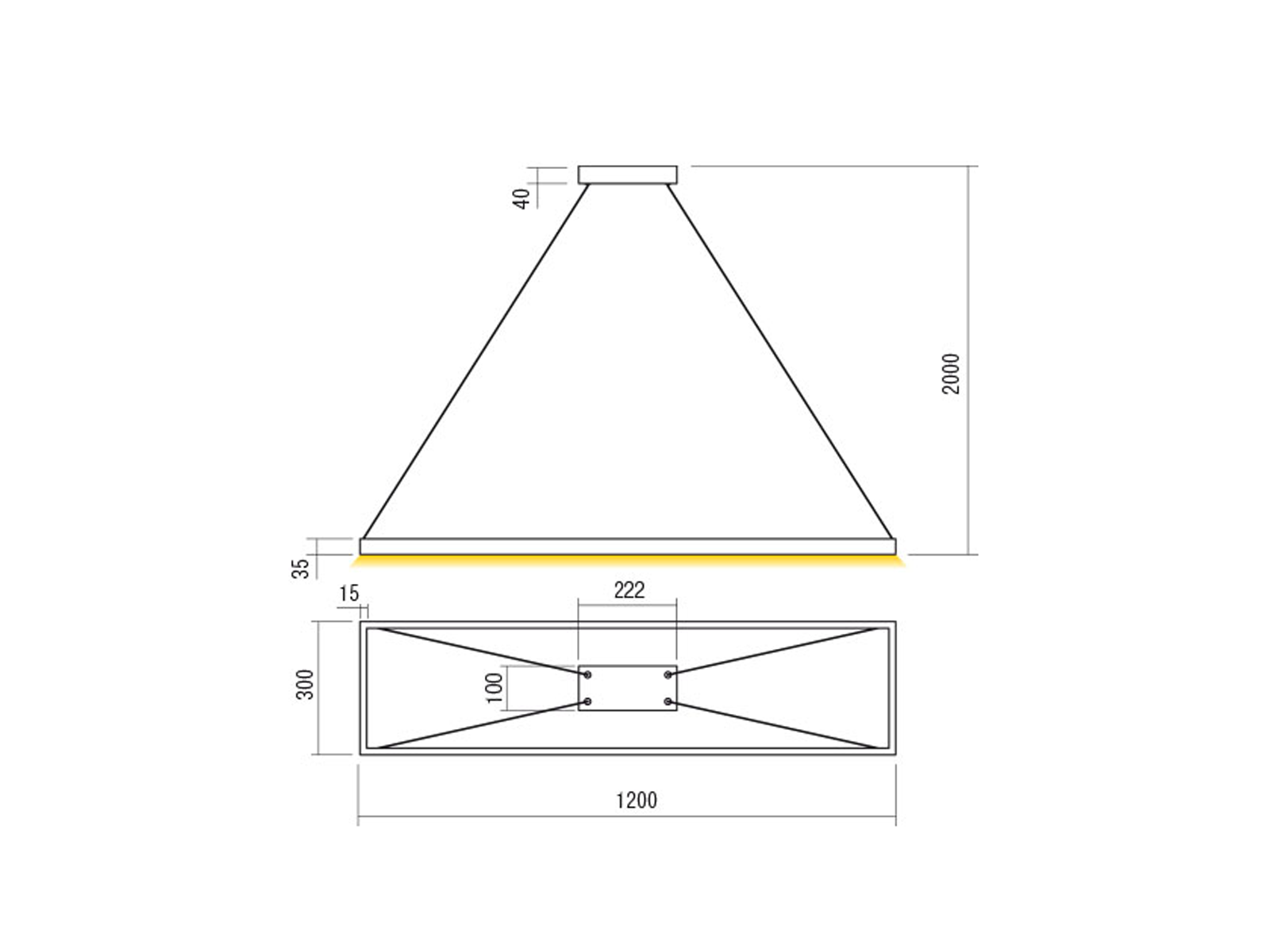 Závěsné LED svítidlo stmívatelné Febe matně zlaté, 50W, 4000K, 120cm