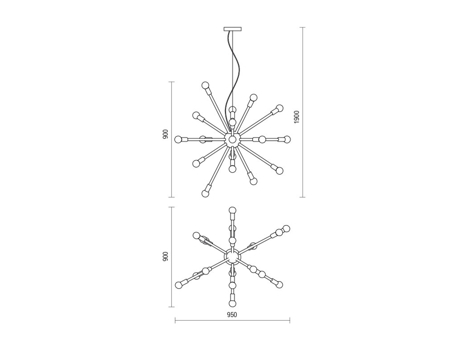 Závěsný lustr Stellar zlatý, 18L, E14, 90cm