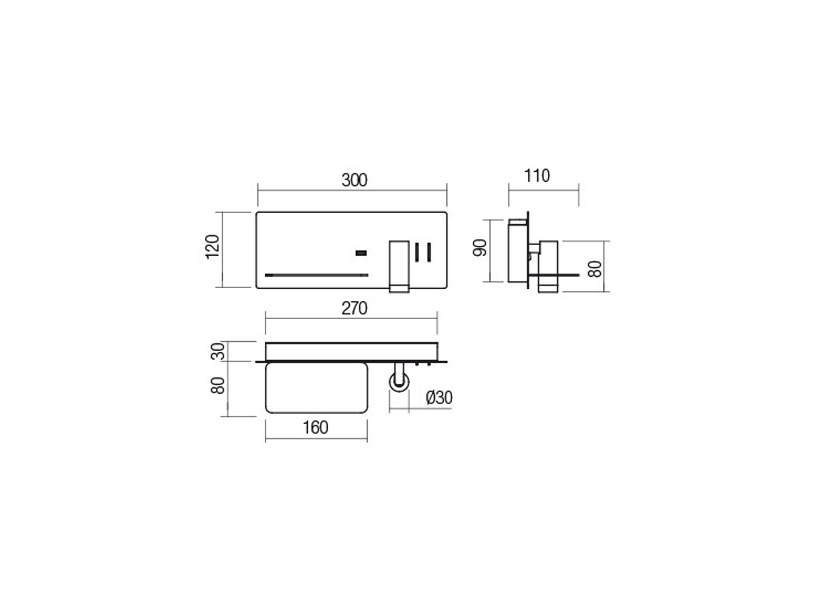 Nástěnné LED svítidlo Brook bílé, 8 + 3W, 3000K, 30cm