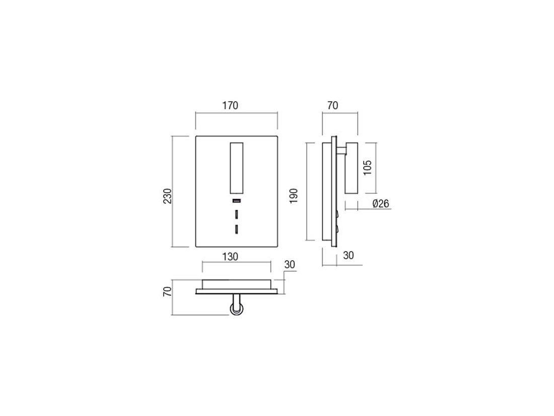 Nástěnné LED svítidlo Zen bílé, 16 + 3W, 3000K, 23cm