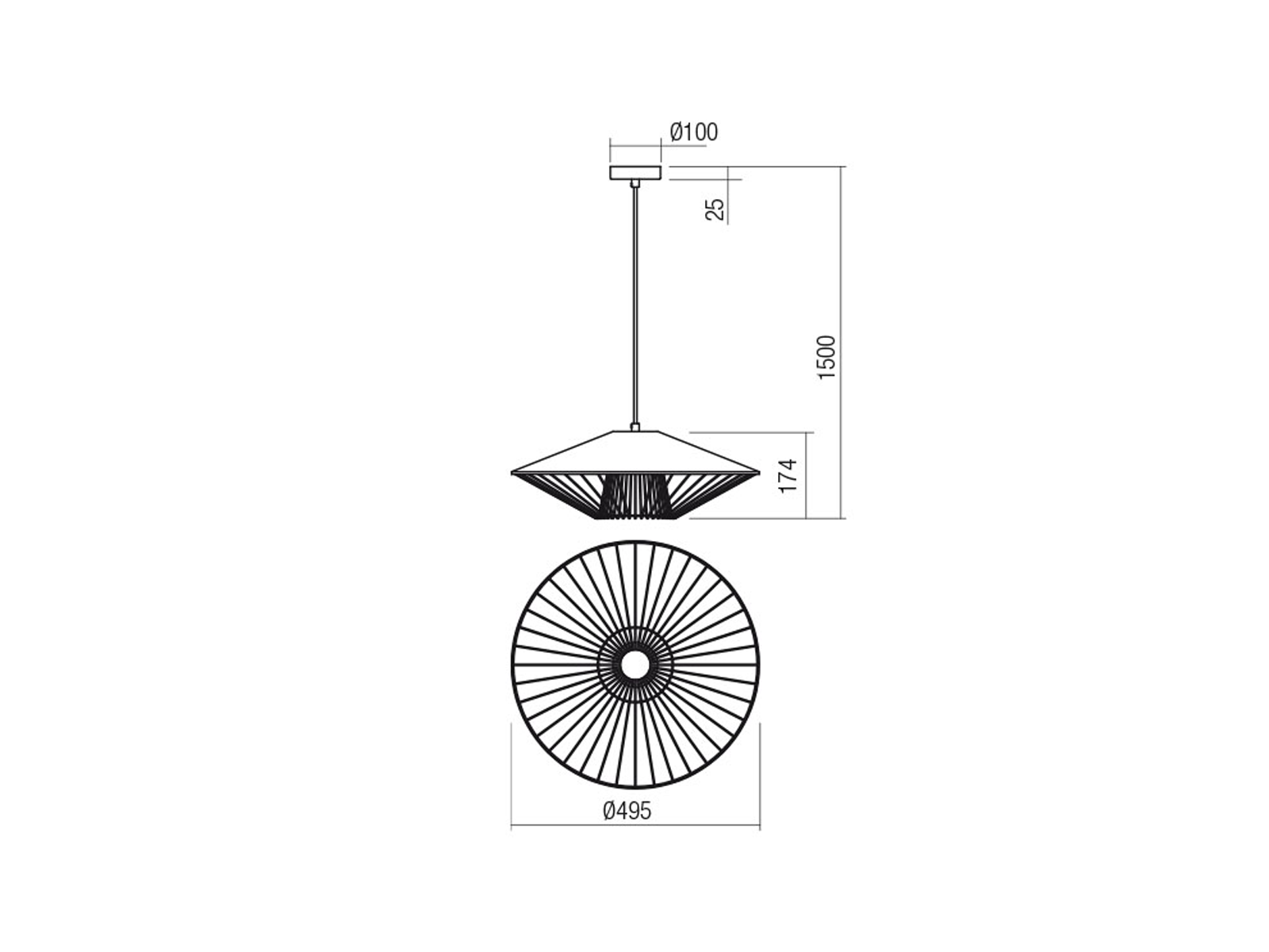 Závěsné svítidlo Grill matně bílé, E27, ø49cm