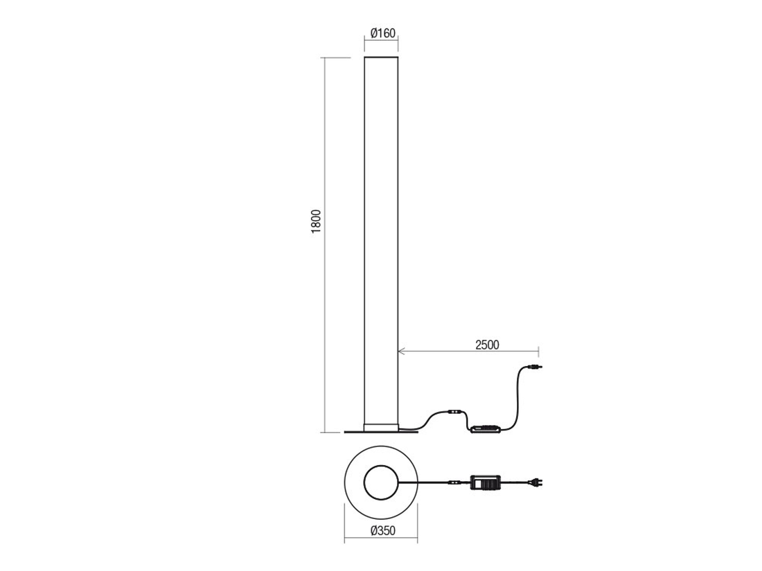 Stojací LED svítidlo Pilon bílé, 57W, 3000K, 180cm