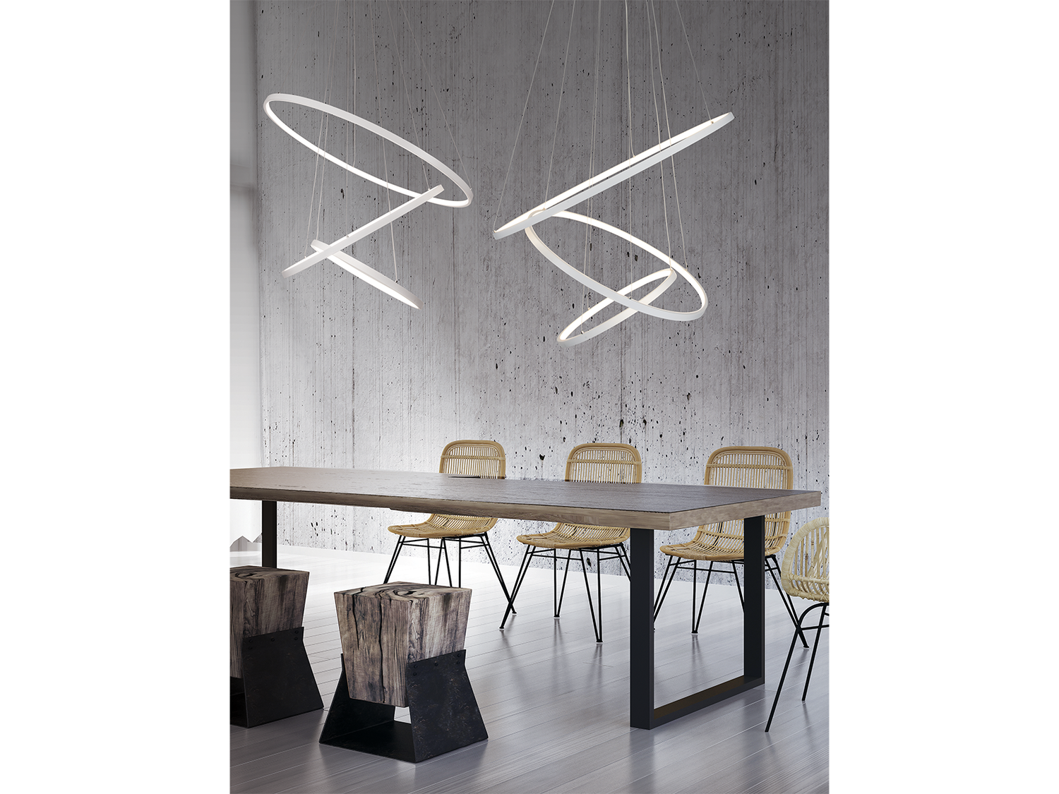 Závěsné LED svítidlo bílé, 135W, 3000K, 80cm