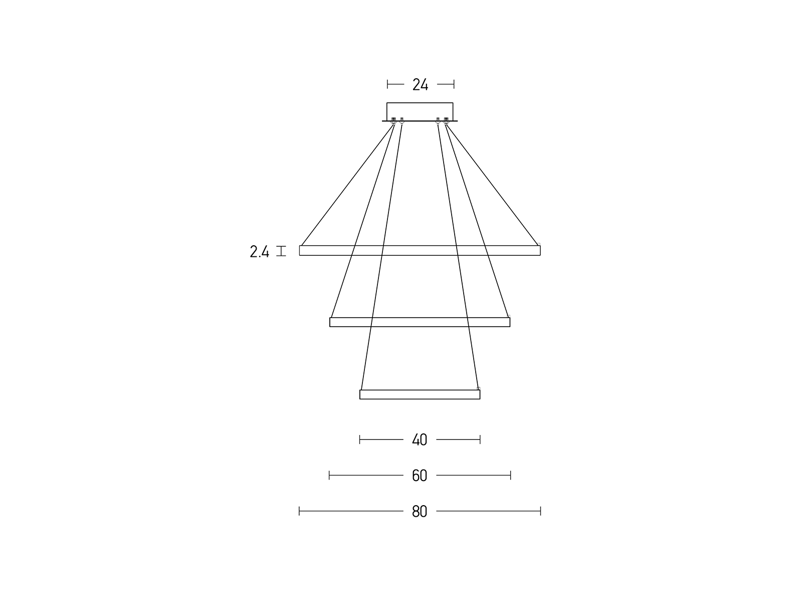 Závěsné LED svítidlo bílé, 135W, 3000K, 80cm