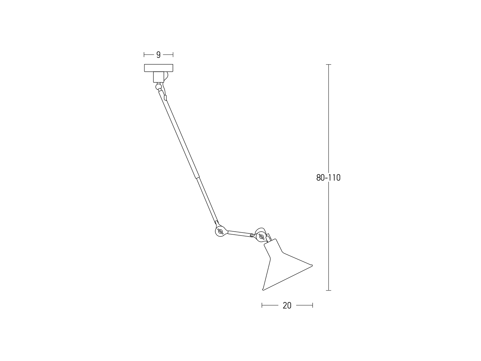 Stropní svítidlo černé, 1xE27, 110cm