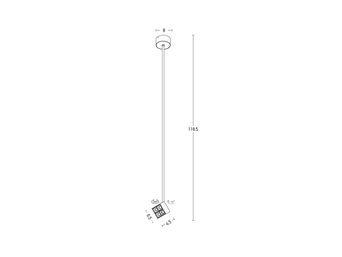 Závěsné LED svítidlo černé, 7W, 3000K, 118cm