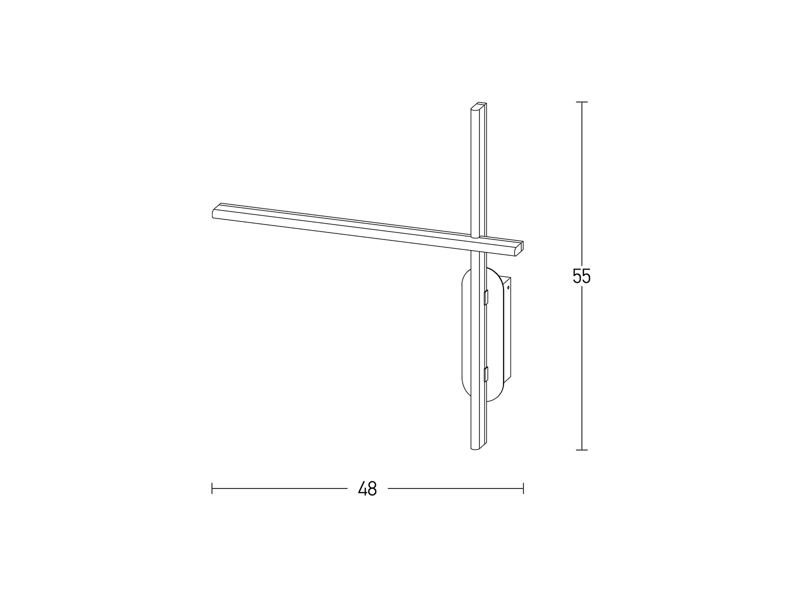 Nástěnné LED svítidlo černé, 20W, 3000K, 55cm