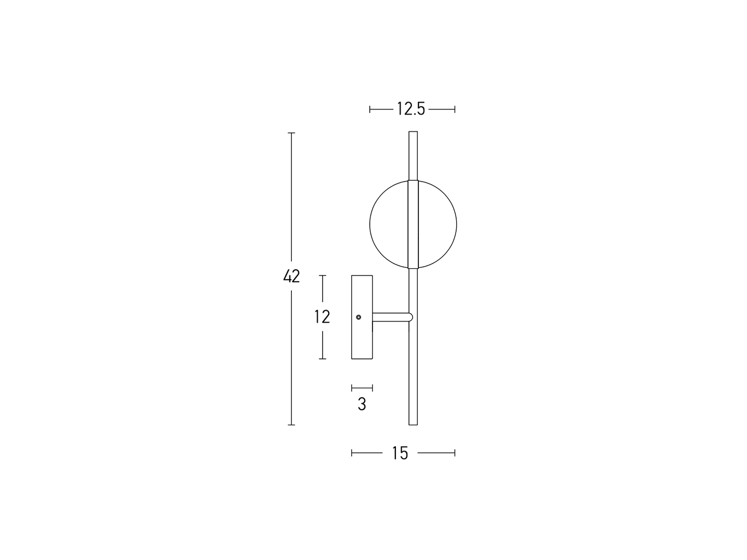 Nástěnné LED svítidlo černé, 8W, 3000K, 42cm