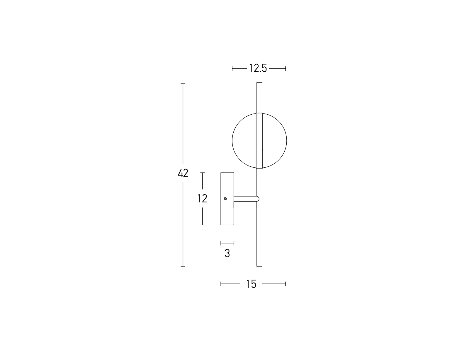 Nástěnné LED svítidlo černé, 8W, 3000K, 42cm