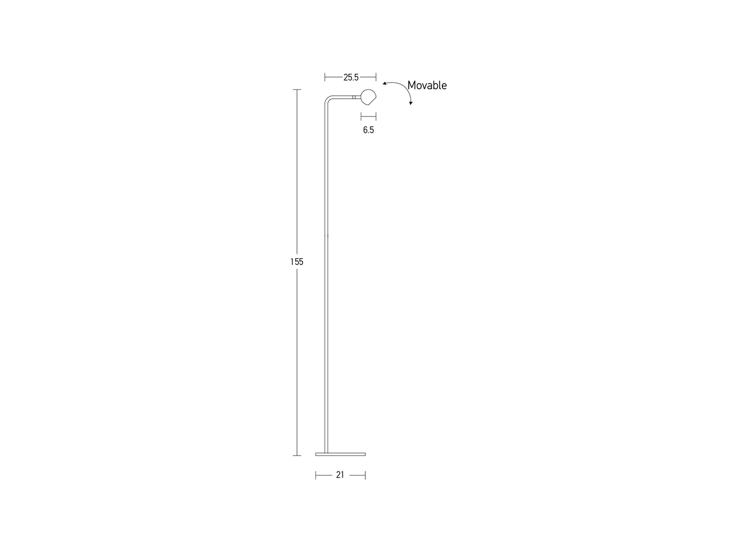 Stojací LED lampa černá, 5W, 3000K, 155cm