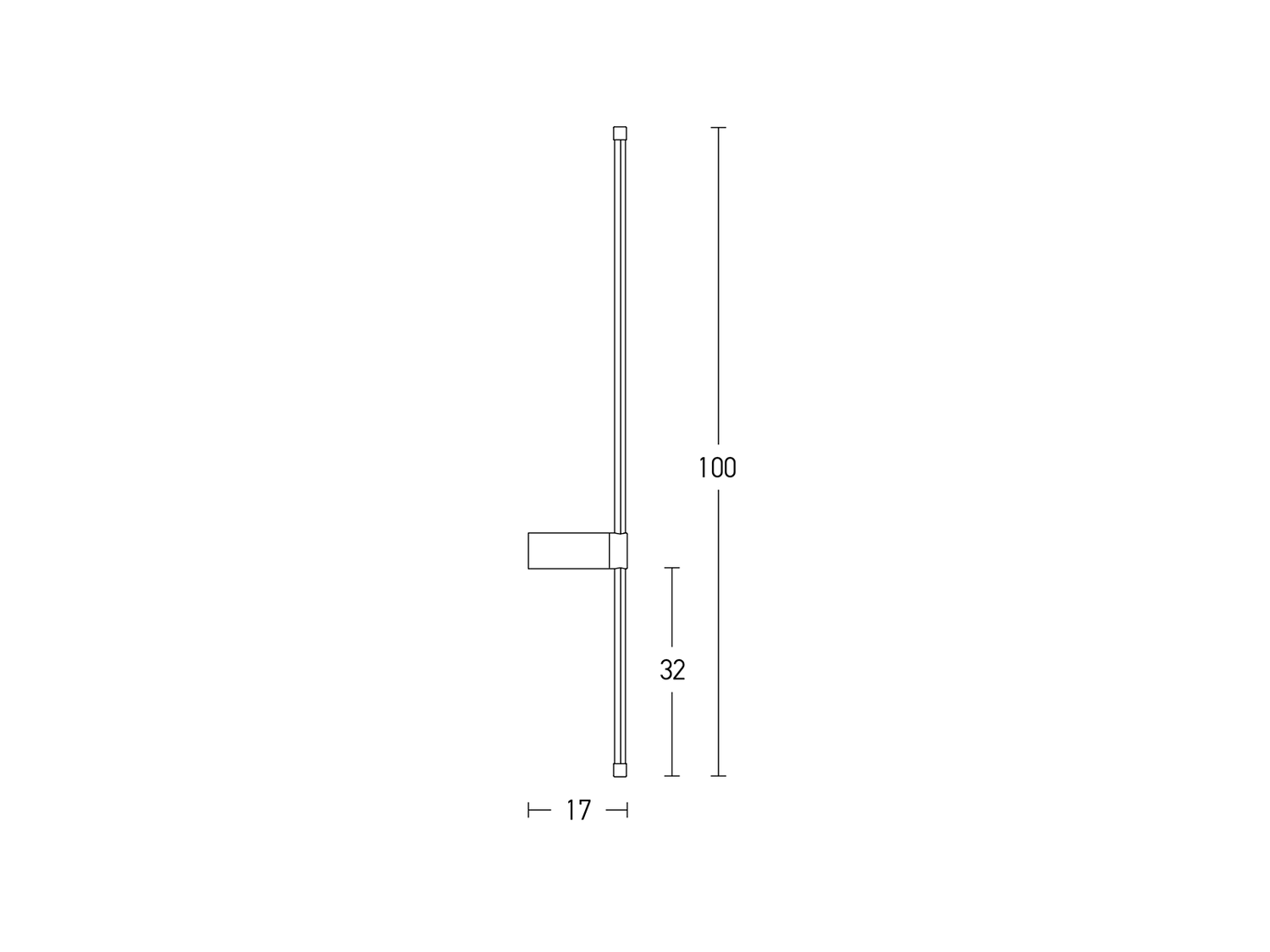 Nástěnné LED svítidlo černé, 20W, 3000K, 100cm