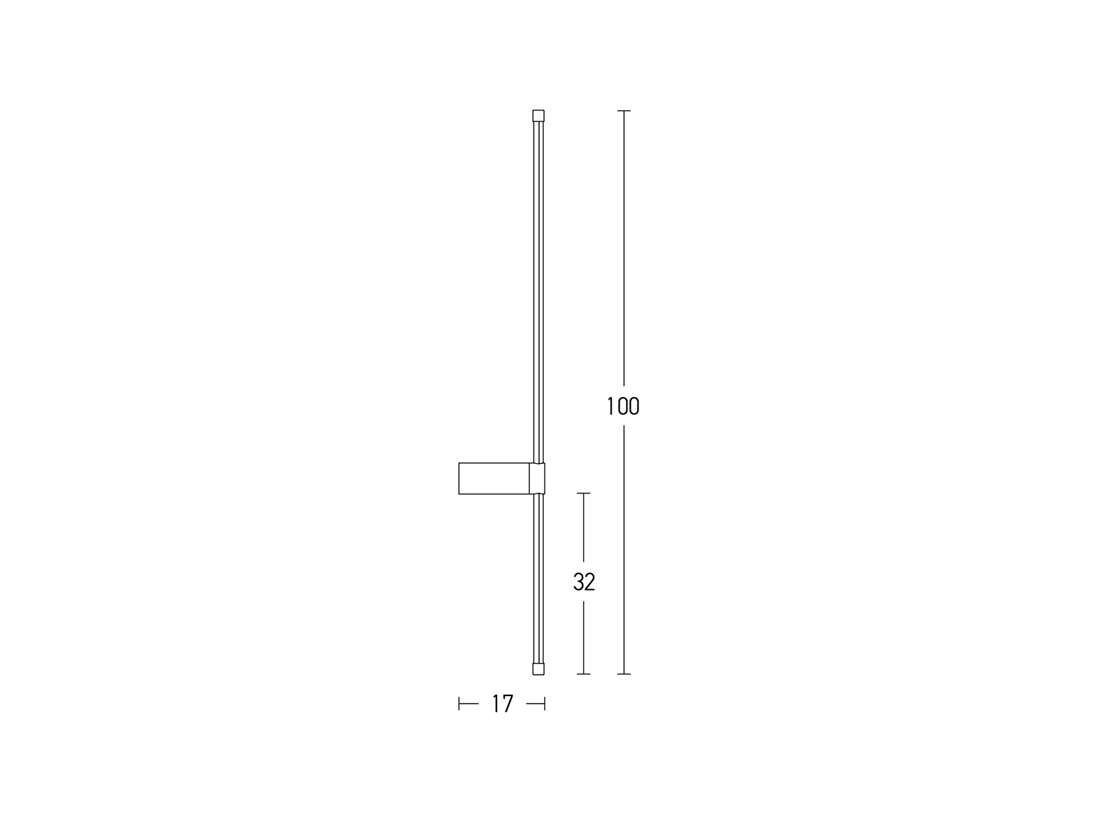 Nástěnné LED svítidlo černé, 20W, 3000K, 100cm