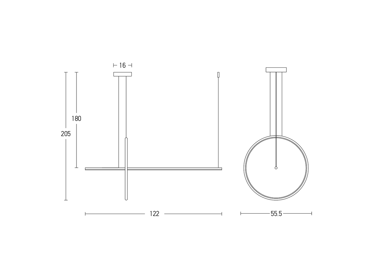 Závěsné stmívatelné LED svítidlo černé, 48W, 3000K, 122cm