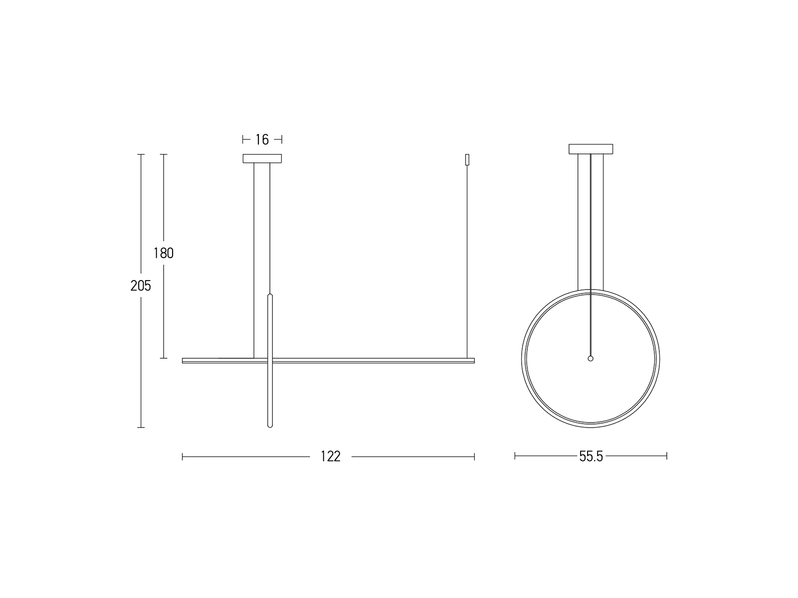 Závěsné stmívatelné LED svítidlo černé, 48W, 3000K, 122cm