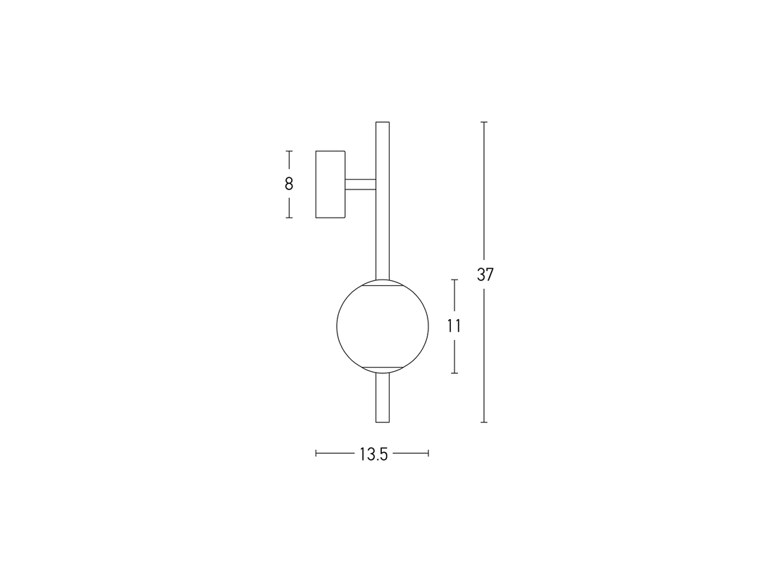 Nástěnná LED lampa černá, 7,5W, 3000K, 37cm