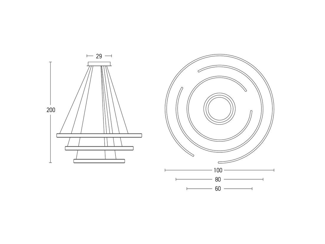 Závěsné LED stmívatelné svítidlo kávová, 120W, 3000K, ø100cm