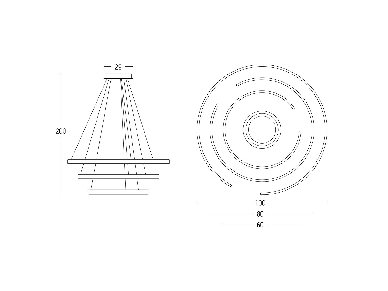 Závěsné LED stmívatelné svítidlo zlaté, 120W, 3000K, ø100cm