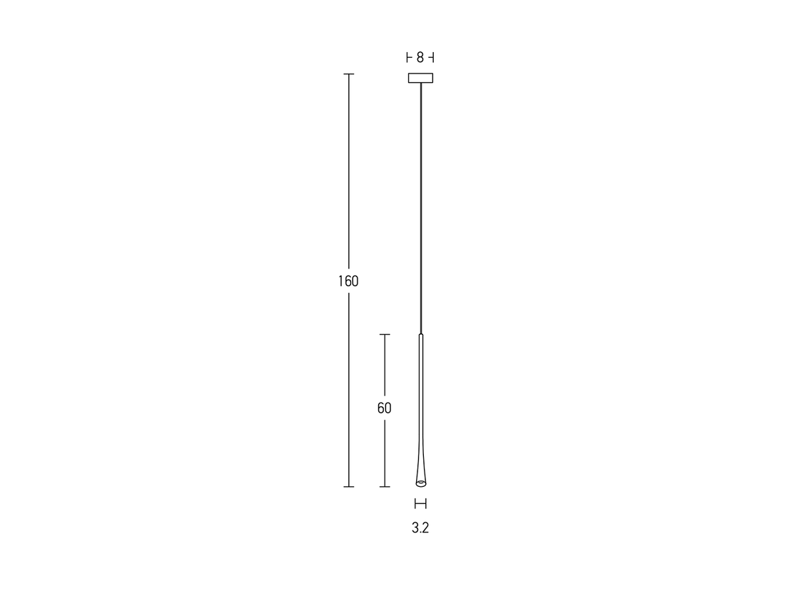 Závěsné LED svítidlo černé, 7W, 3000K, 60cm