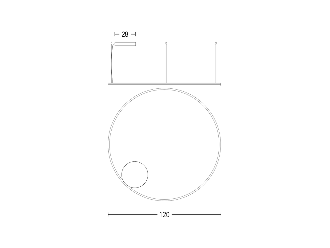 Závěsné LED stmívatelné svítidlo bílé, 84W, 3000K, ø120cm