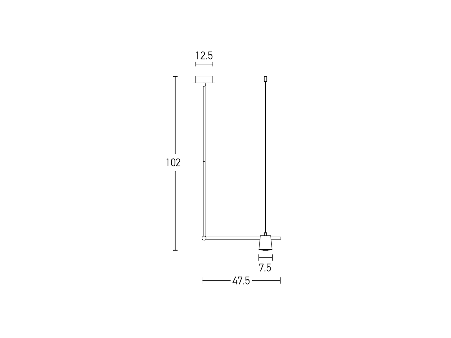 Závěsné LED svítidlo černo/zlaté, 7W, 3000K, 47cm