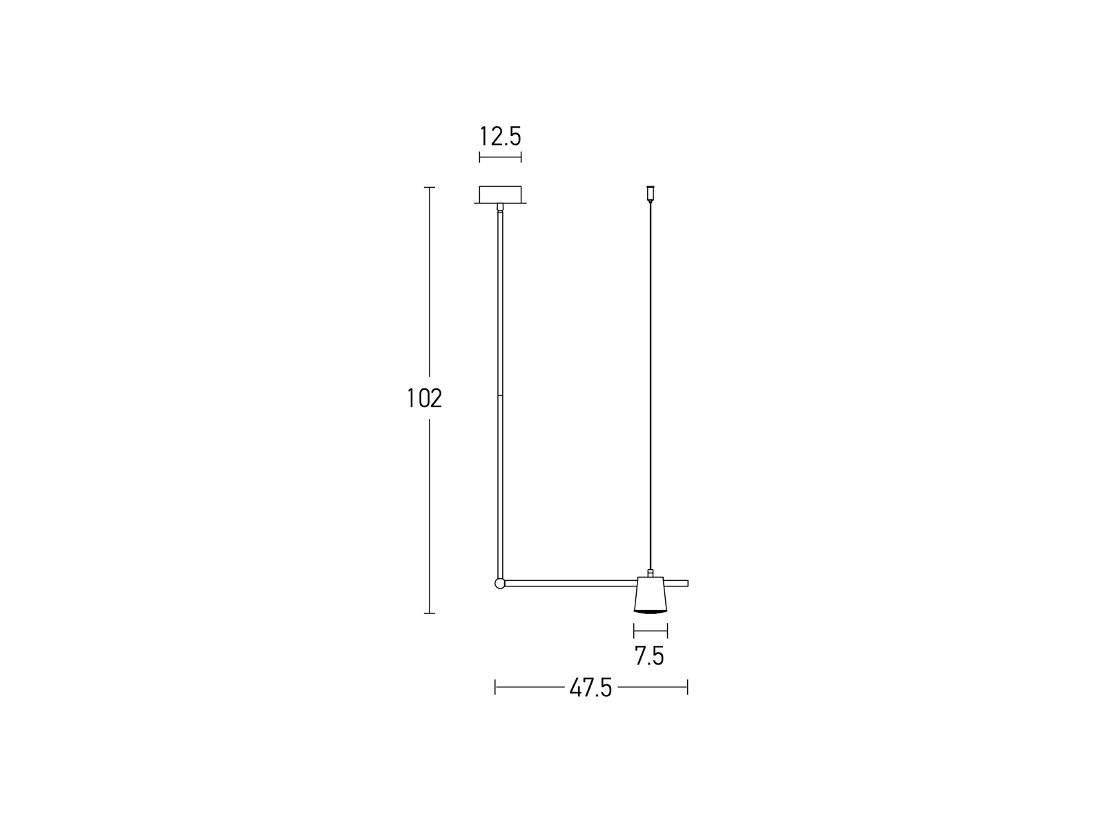 Závěsné LED svítidlo černo/zlaté, 7W, 3000K, 47cm