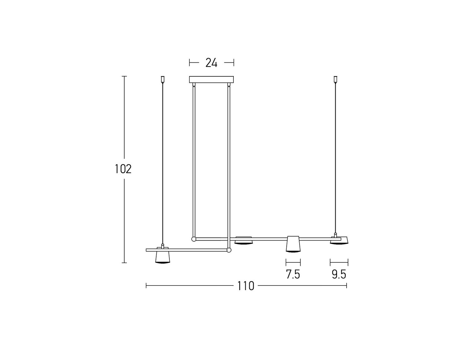 Závěsné LED svítidlo černo/zlaté, 28W, 3000K, 110cm