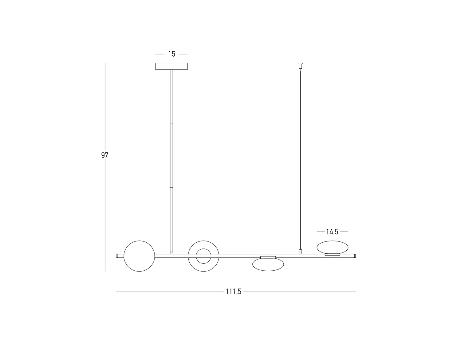 Závěsné LED svítidlo zlaté, 23W, 3000K, 111cm