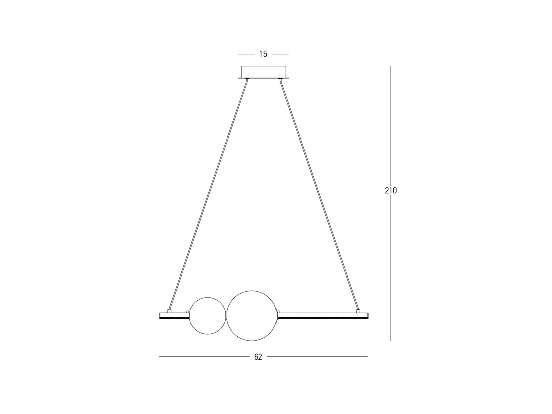 Závěsné LED svítidlo černé, 11W, 3000K, 62cm