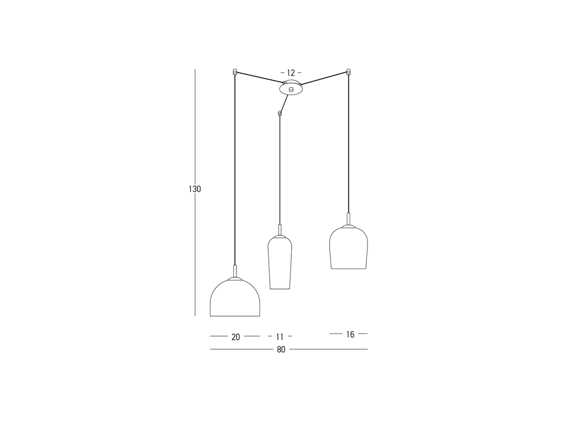 Závěsné svítidlo champagne, 3xE14, ø80cm