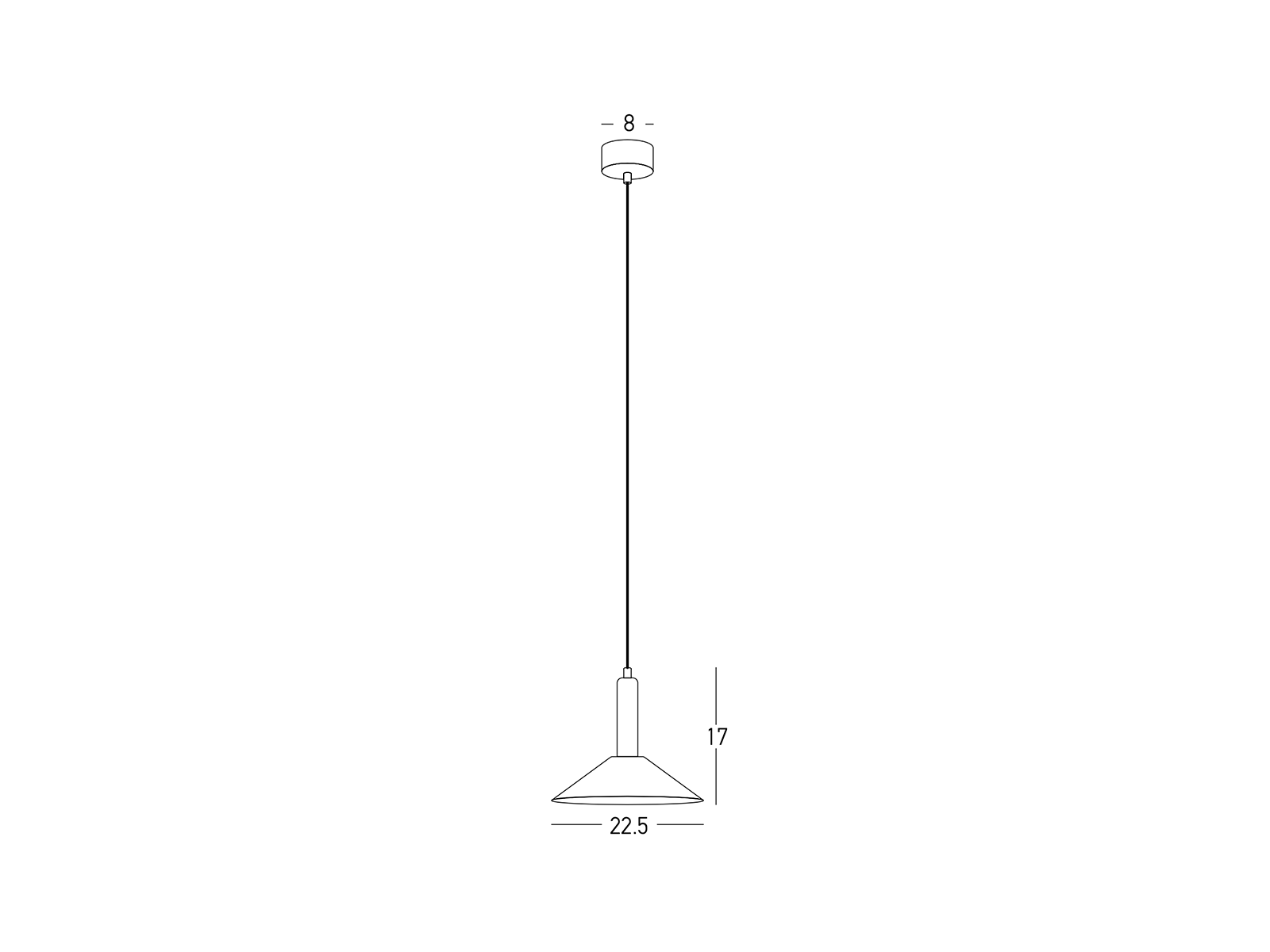 Závěsné LED svítidlo černé 7W, 3000K, ø22cm