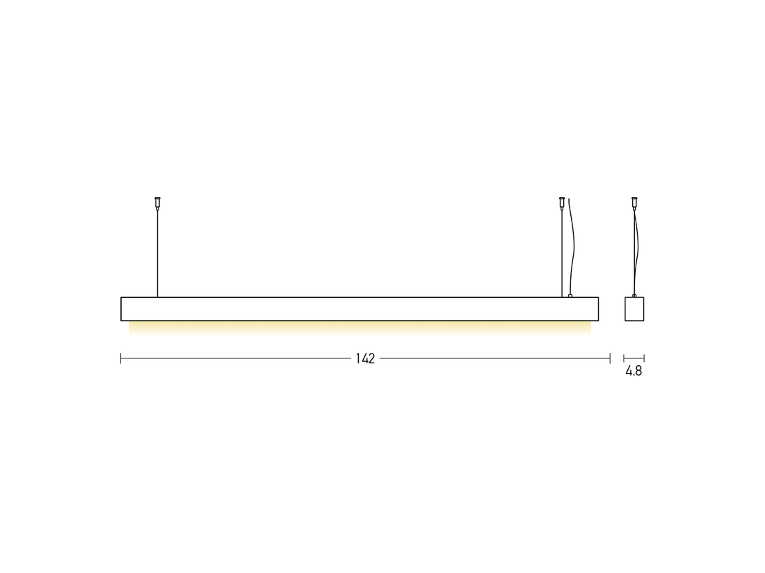 Závěsné LED svítidlo hliník, 45W, 3000K, 142cm