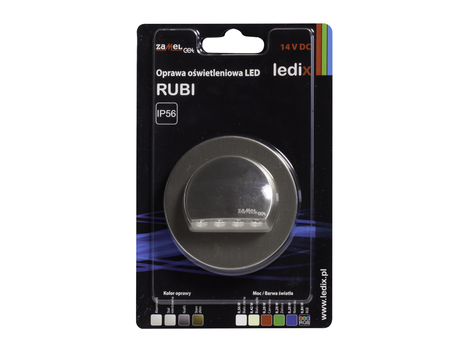 Svítidlo LED na omítku LEDIX RUBI 14V DC, kartáčovaná ocel, RGB, IP56