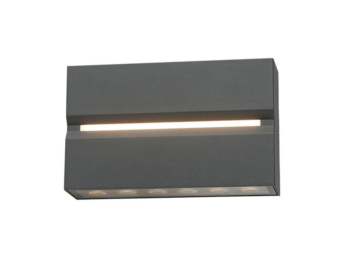 Nástěnné LED svítidlo grafit, 15W, 3000K, 18cm