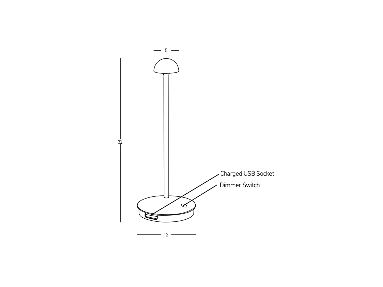 Stolní LED lampa matně černá, 2W, 3000K, 32cm