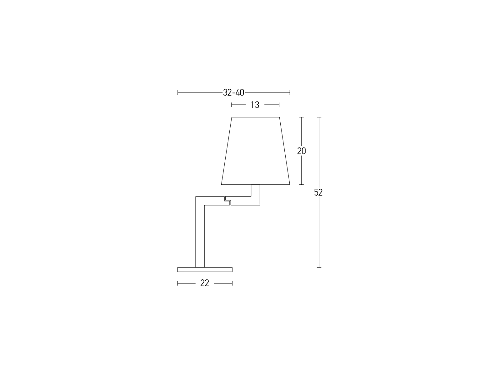 Stolní lampa chrom, 1xE27, 52cm