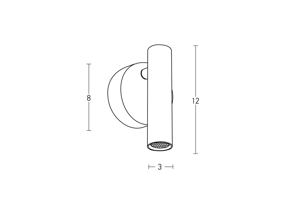 Nástěnné LED svítidlo měď, 3W, 3000K, 12cm