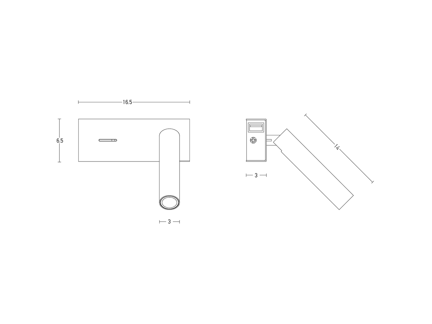 Nástěnné LED svítidlo pískově černé, 3W, 3000K, 16,5cm